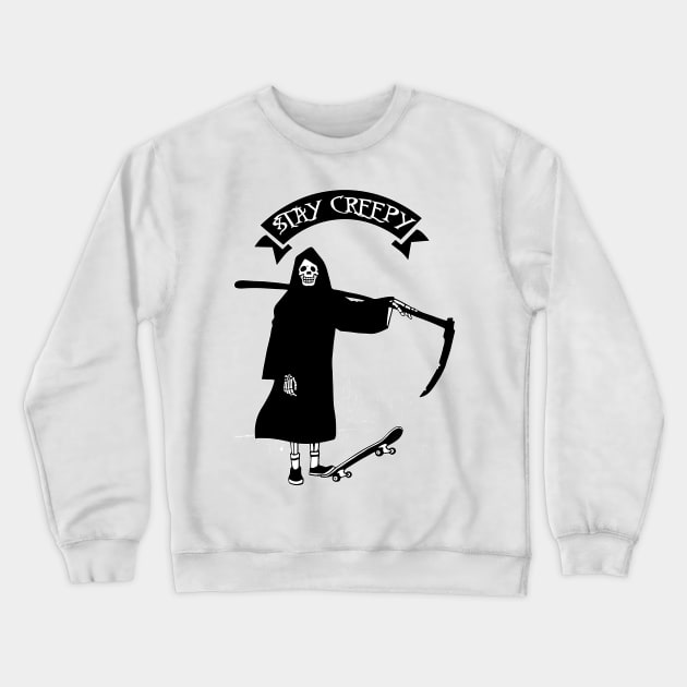 tay Creepy Skater Skate Board SoCal Gothic Punk Rocker Halloween Crewneck Sweatshirt by Prolifictees